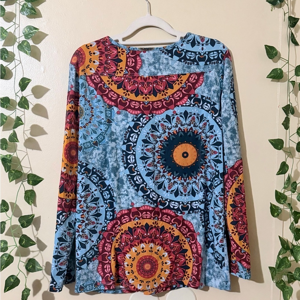 Women's Light Blue Mandala Print Tunic Top - Picture 5 of 6